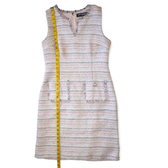 Karl Lagerfeld Paris Tweed V Neck Dress Size 6 - Picture 7 of 11